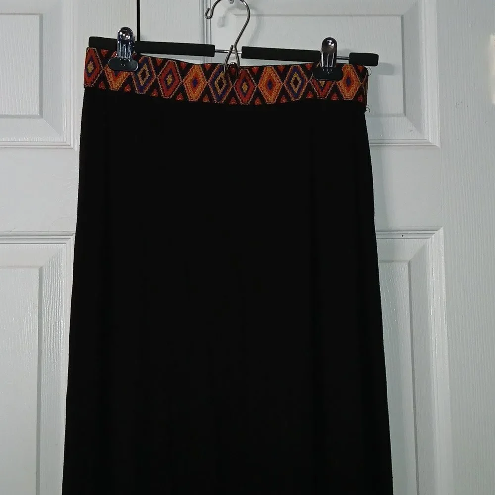 Riley & James  black aztec maxi skirt Sz S
